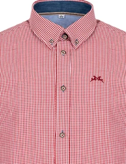 MADDOX Kariertes Trachtenhemd Button Down - Hemd-47 | Rot