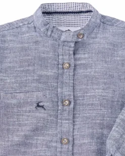 MADDOX Kinder Trachtenhemd "Justus" mit Hirschstickerei K-106 | Blau