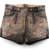 MADDOX Kurze Damen Lederhose Maila | Antik Hopfen
