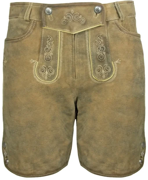 Maddox Kurze Damen Lederhose Elsa - Hellbraun Antik Buche