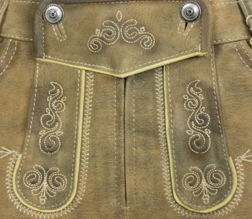 Maddox Kurze Damen Lederhose Elsa - Hellbraun Antik Buche