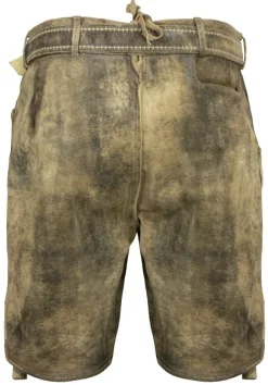 MADDOX Kurze Herren Lederhose "Kobel" mit Gürtel | Antik Braun Beige