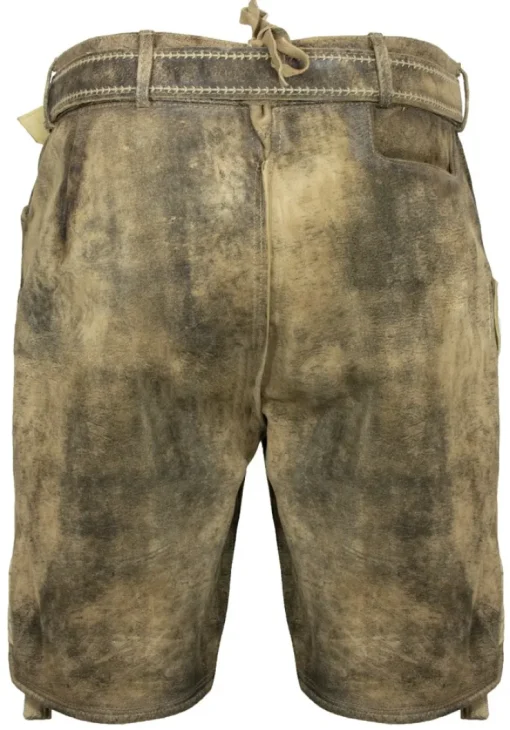 MADDOX Kurze Herren Lederhose "Kobel" mit Gürtel | Antik Braun Beige