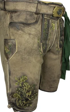 MADDOX Kurze Herren Lederhose Hartsee mit Gürtel | Erde Gold