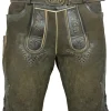 Maddox Kurze Lederhose Herbert mit Gürtel - Antik Reut
