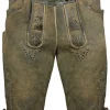 Maddox Kurze Lederhose Herbert mit Gürtel - Antik Erle