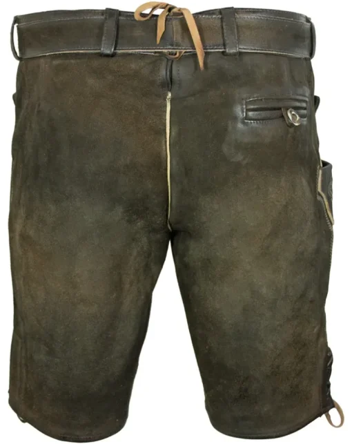 Maddox Kurze Lederhose Herbert mit Gürtel - Antik Reut
