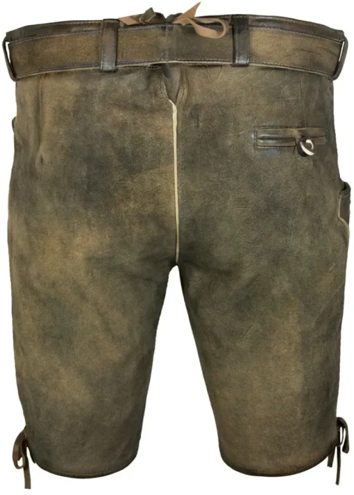 Maddox Kurze Lederhose Herbert mit Gürtel - Antik Erle