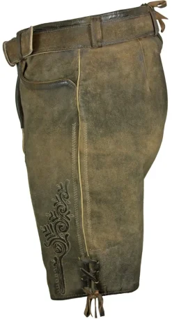 Maddox Kurze Lederhose Herbert mit Gürtel - Antik Erle