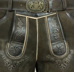 Maddox Kurze Lederhose Herbert mit Gürtel - Antik Reut