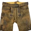 MADDOX Kurze Lederhose "Rolli" mit Gürtel | Antik Zirbe