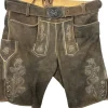 MADDOX Kurze Lederhose "Silbersee" mit Gürtel | Used Erle
