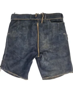 MADDOX Kurze Lederhose "Wetzikorn" mit Stickerei | Graphit