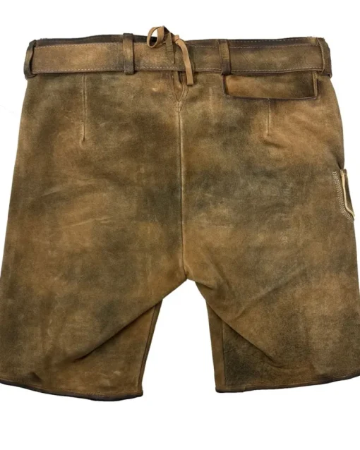 MADDOX Kurze Lederhose "Rolli" mit Gürtel | Antik Zirbe