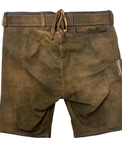 MADDOX Kurze Lederhose "Rolli" mit Gürtel | Antik Nuss