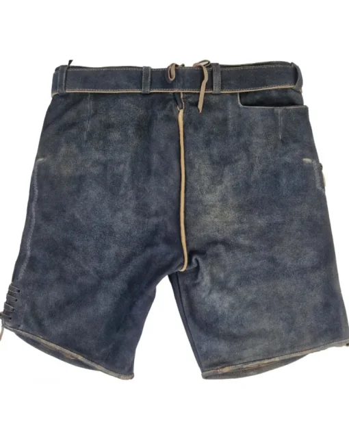 MADDOX Kurze Lederhose "Wetzikorn" mit Stickerei | Graphit