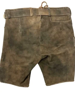 MADDOX Kurze Lederhose "Silbersee" mit Gürtel | Used Erle