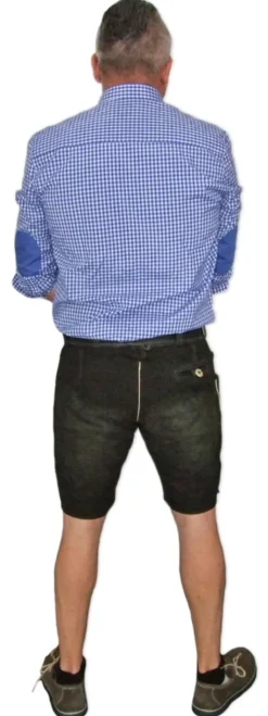 MADDOX Kurze Lederhose "Ammersee" mit Gürtel | Antik Cappuccino