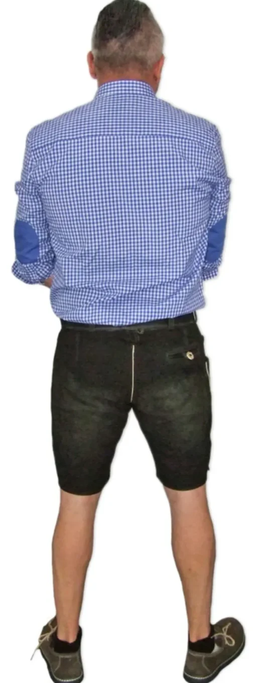 MADDOX Kurze Lederhose "Ammersee" mit Gürtel | Antik Cappuccino