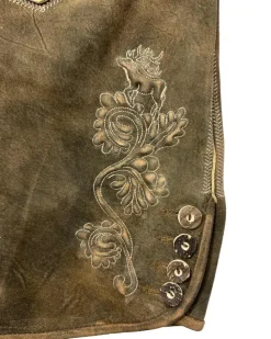 MADDOX Kurze Lederhose "Silbersee" mit Gürtel | Used Erle