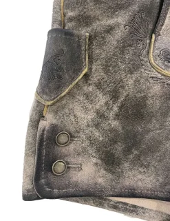 MADDOX Kurze Mädchen Lederhose "Fichtelsee" mit Gürtel | Steingrau