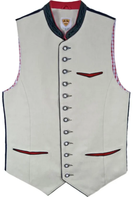Maddox Leinen Trachten Weste Bogen - Beige