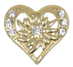 Magnet Brosche Tuchhalter - Gold Herz mit Strass