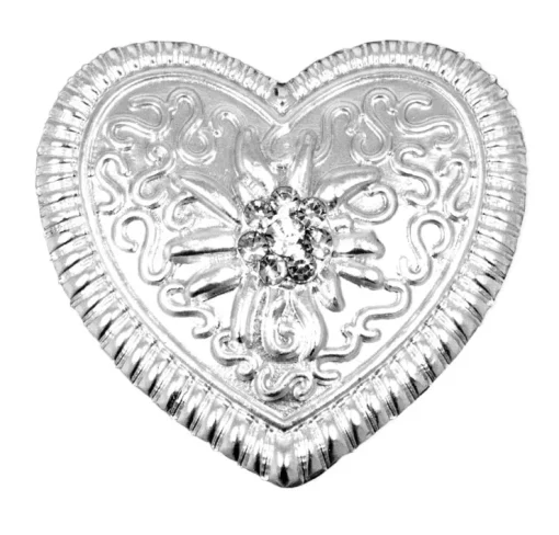 Magnet Brosche Tuchhalter - Weißgold Herz Ornament