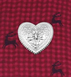 Magnet Brosche Tuchhalter - Weißgold Herz Ornament
