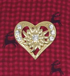 Magnet Brosche Tuchhalter - Gold Herz mit Strass