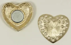 Magnet Brosche Tuchhalter - Gold Herz Ornament