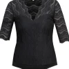 MarJo Blusen Body "Gina-Lotta" Spitze Halbarm | Schwarz