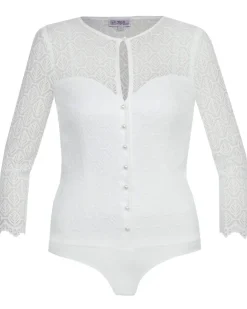 MarJo Blusen Body "Hilda-Anita" Spitze Halbarm 300700 | Off-White