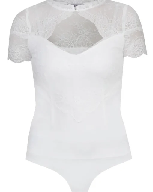 MarJo Damen Blusen Body "Henni-Ninette" Kurzarm 901700 | Offwhite