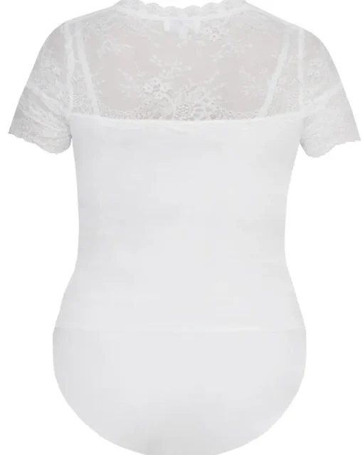MarJo Damen Blusen Body "Henni-Ninette" Kurzarm 901700 | Offwhite