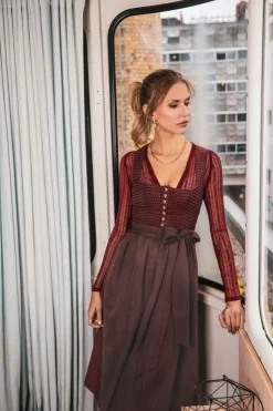 MarJo Damen Dirndlbluse "Hanja-Dorina" Langarm 300300 | Purpur Rot