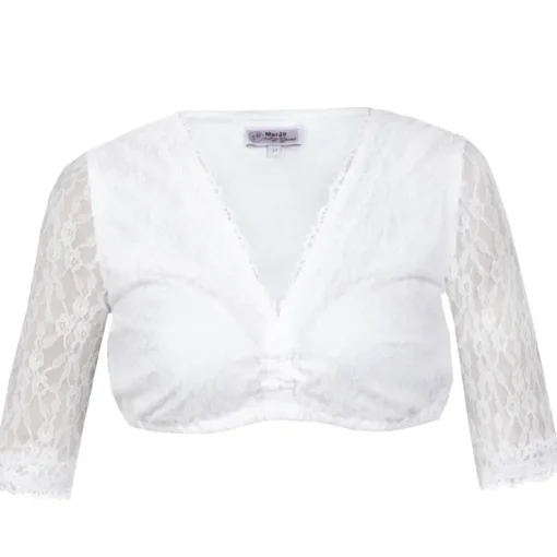 MarJo Damen Spitzen Dirndlbluse "Jalisa-Vida" Halbarm | Weiß