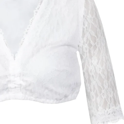 MarJo Damen Spitzen Dirndlbluse "Jalisa-Vida" Halbarm | Weiß