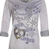MarJo Damen Trachten Shirt "Narrisch" mit 3/4 Arm | Grau Blau