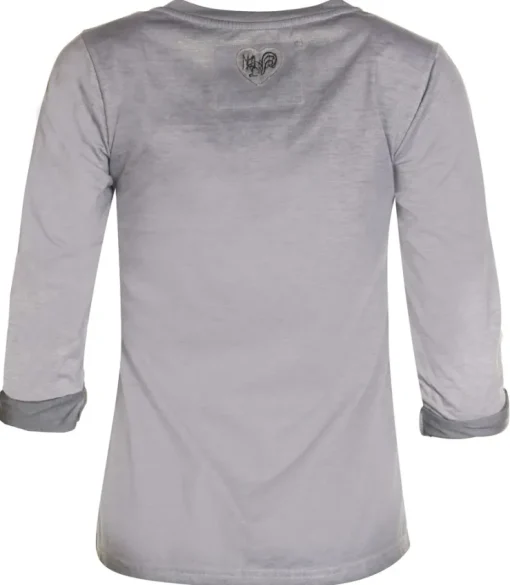 MarJo Damen Trachten Shirt "Narrisch" mit 3/4 Arm | Grau Blau