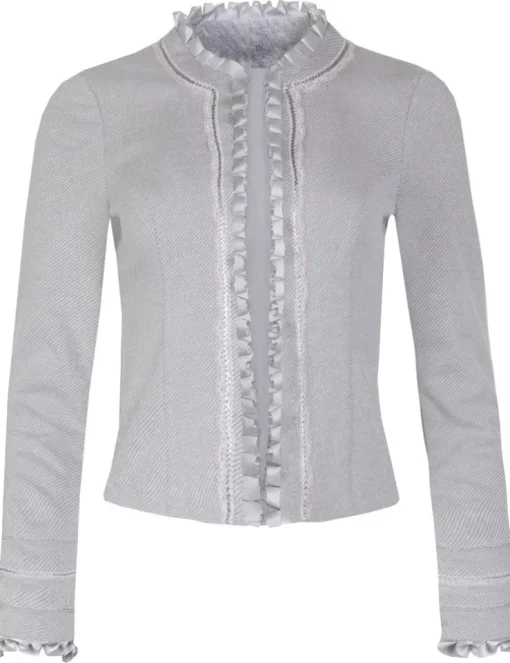 MarJo Damen Trachtenjacke "Tonia" mit Rüschenbesatz | Hellgrau