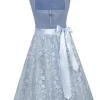 MarJo Dirndl "Isa" mit Spitzenschürze 698265 | Light Denim 65cm