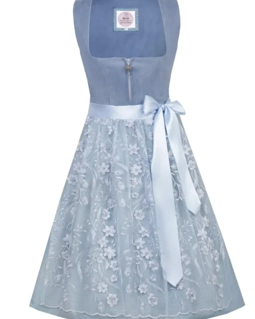MarJo Dirndl "Isa" mit Spitzenschürze 698265 | Light Denim 65cm
