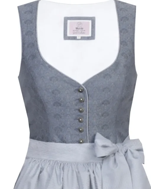 MarJo Dirndl "Wanda" mit V-Ausschnitt 693375 | Blaugrau 70cm