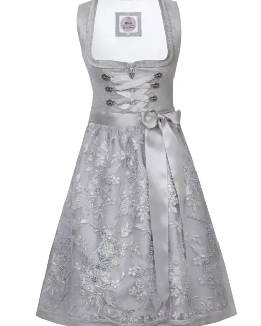 MarJo Dirndl "Wendi" mit Spitzenschürze 693550 | Silber 50cm