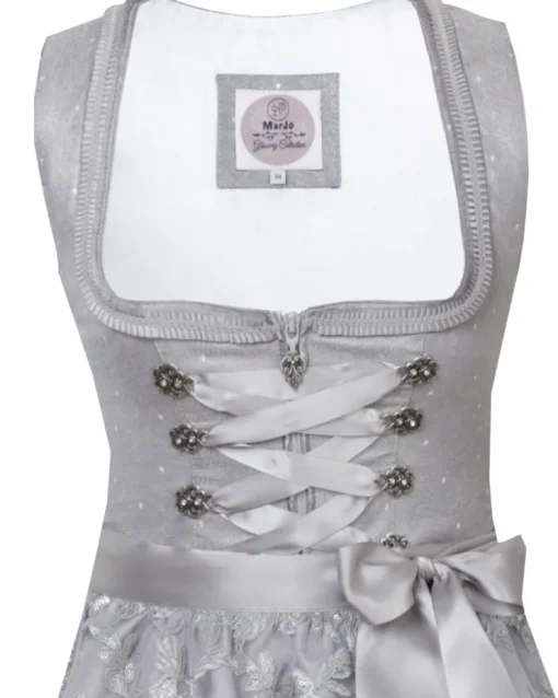 MarJo Dirndl "Wendi" mit Spitzenschürze 693550 | Silber 50cm