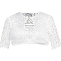 MarJo Dirndlbluse "Gisela-Anna" Lochausschnitt Halbarm | Offwhite