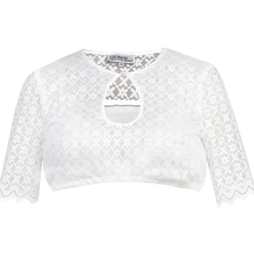 MarJo Dirndlbluse "Gisela-Anna" Lochausschnitt Halbarm | Offwhite
