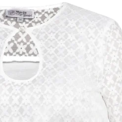 MarJo Dirndlbluse "Gisela-Anna" Lochausschnitt Halbarm | Offwhite
