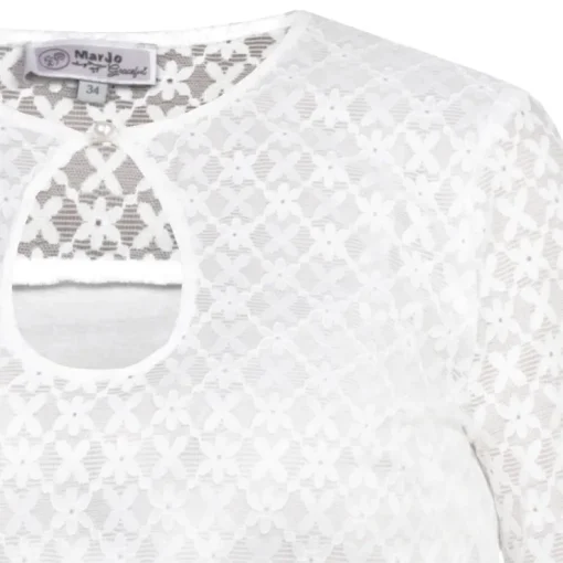 MarJo Dirndlbluse "Gisela-Anna" Lochausschnitt Halbarm | Offwhite